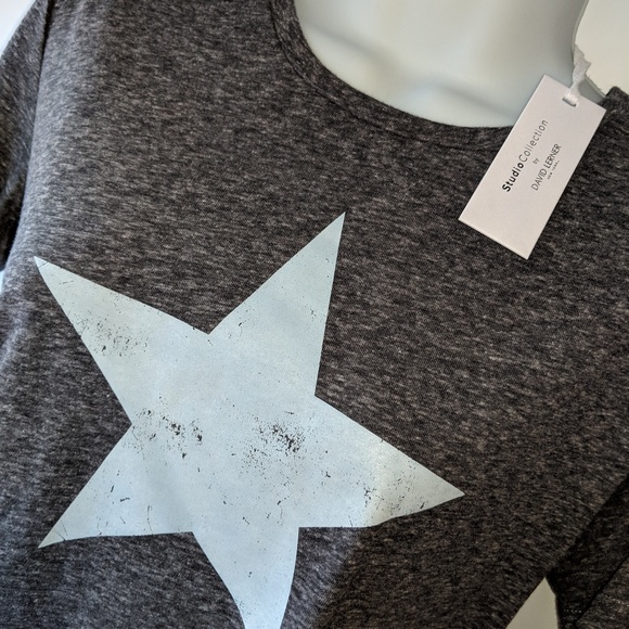 David Lerner Tops - David Lerner Women's Star High Low Crew Neck Tee